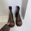 Thick-soled Thin Boots Fairy Versatile 2025 New Short Chelsea Boots Soft Leather Thick Heel Short Boots Martin Boots