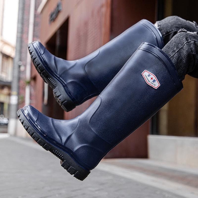 Men's 45CM High Work Rain Boots: Durable, Non-Slip, Waterproof, Thick-Soled for Construction