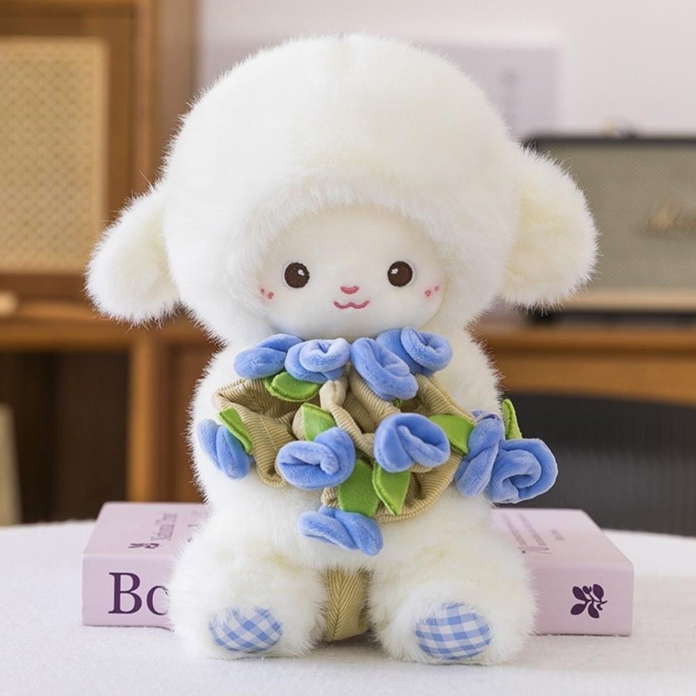 Small Plush Sheep Doll Anime Rose Bouquet Doll Creative Magnetic Hugging Lamb Kids