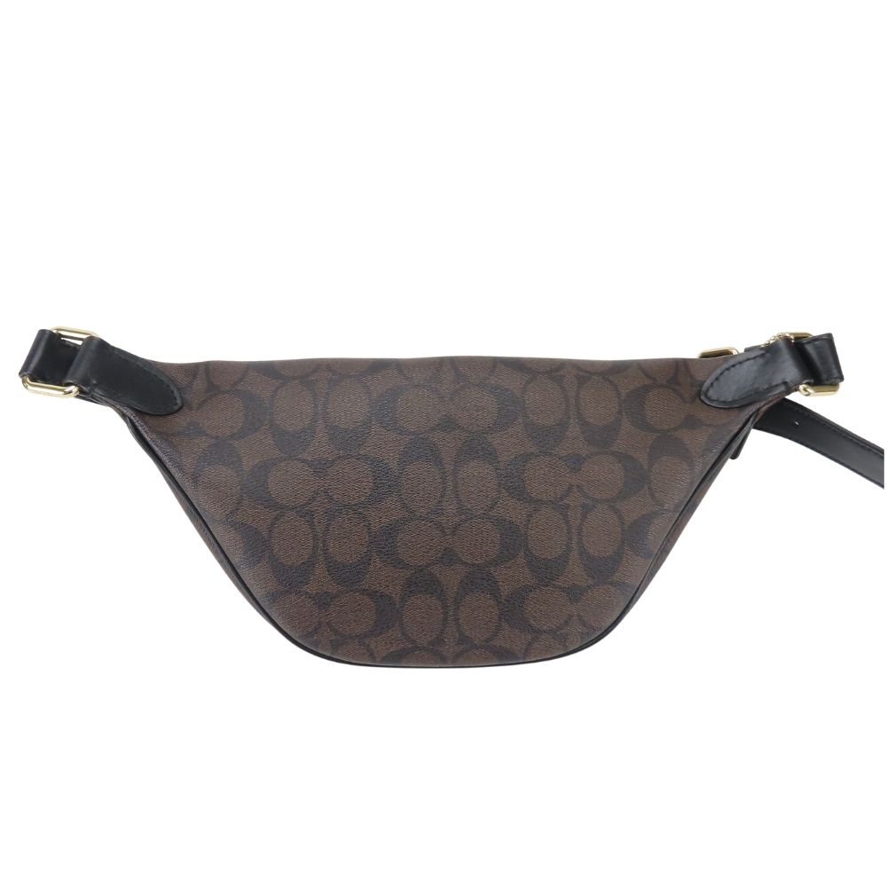 Used COACH body bag Signature F48740 PVC/leather Brown black Waist bag