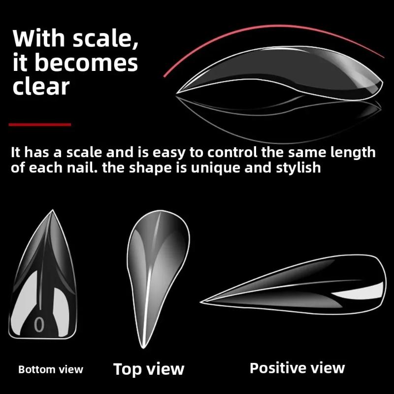 140 шт./коробка Короткие изогнутые стилетные ногти Двойная форма для наращивания ногтей 3D Кошачий коготь Скульптурные акриловые ногти Полное покрытие Формы