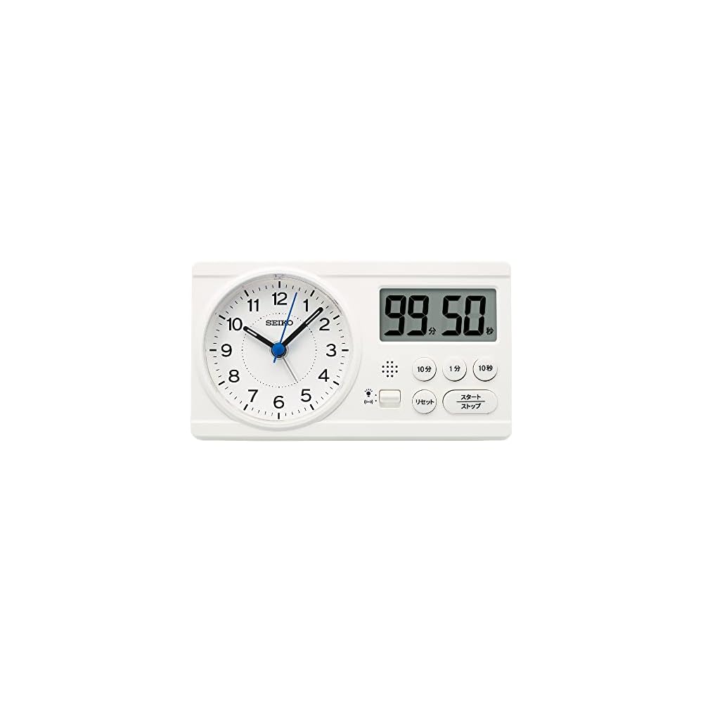 Seiko Часы Будильник, Настольные часы, Обучающие, 100-клеточный счет, Модель Хидео Кагеямы, Время для учебы, Белый, 60 x 160 x 88 мм, BC418W