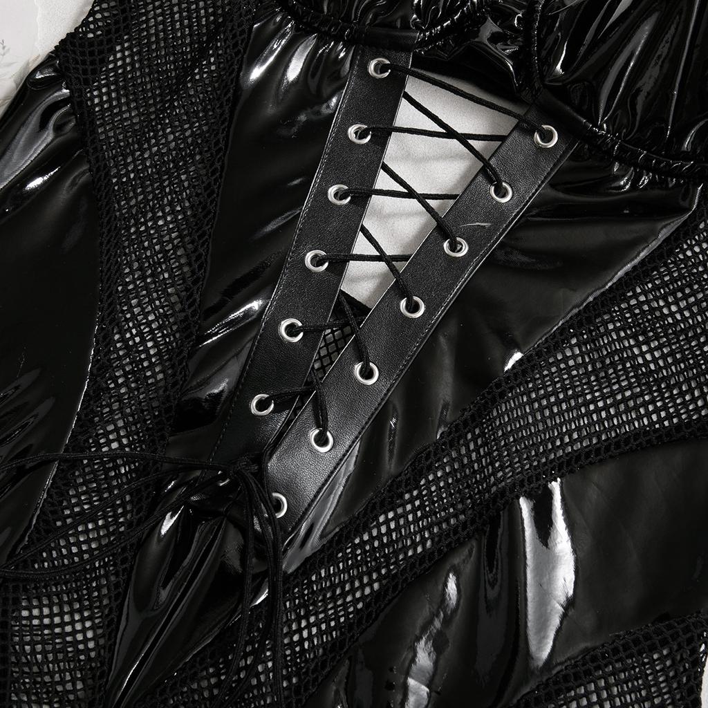 Сексуальный комбинезон из кожаной сетки с вышивкой Сексуальный