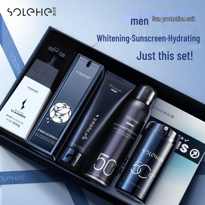 Hefengyu Men's Whitening & Sunscreen Skincare Set (6-Piece)