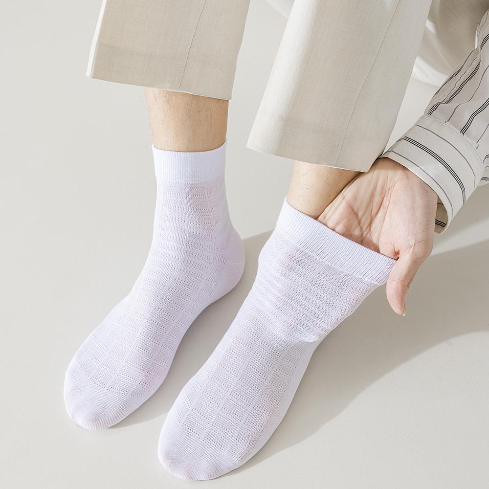 6 пар мужских летних носков из бамбукового волокна, сетчатые, дышащие, деловые, модные, однотонные, черные, белые, с защитой от запаха, впитывающие влагу