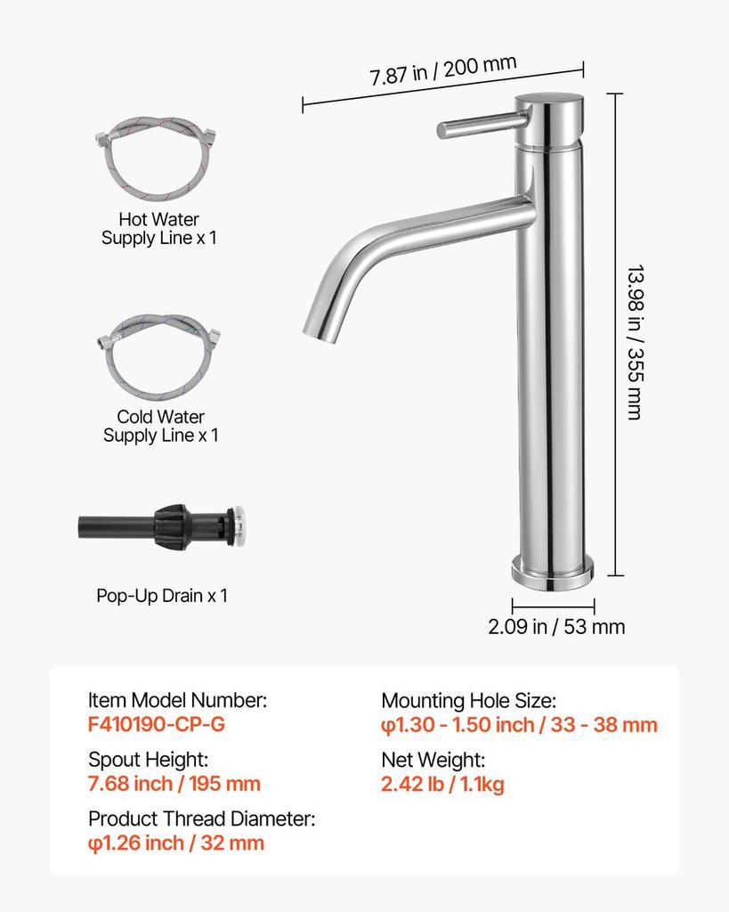 Single Handle Sink Faucet, Chrome-Plated Silver Faucet Kitchen Sink, 1 or 3 Hole Kitchen Water Faucets with Push-Button Drain, Suitable for Bathroom,