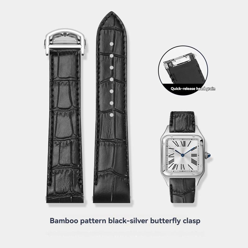 19 мм 21 мм Ремешок для часов для Cartier Santos WSSA0010 WSSA0009 WSSA0029 Ремешок для часов с быстросъемным креплением Мужской Кожаный ремешок с узором под крокодила