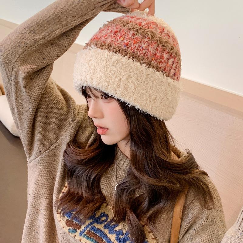 Hat Women's Fashion Versatile Knitted Wool Hat Winter Warm Thickened Cold Ear Protector Hat Tide