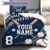 Custom Name Ball Game Graphic Pattern Bedding Quilt Set  Home Decoration  Gift (1 * duvet cover + 2 * pillowcase  without core)
