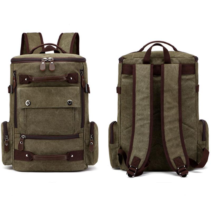 Мужской холст рюкзак открытый сплошной цвет большой емкости для отдыха многоцелевая дорожная сумка
