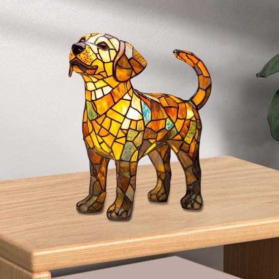 Светодиодный светильник с орнаментом в виде корги, настольная лампа в стиле ретро из смолы для собак, ночник с теплым окружающим светом, акцентное освещение для гостиной