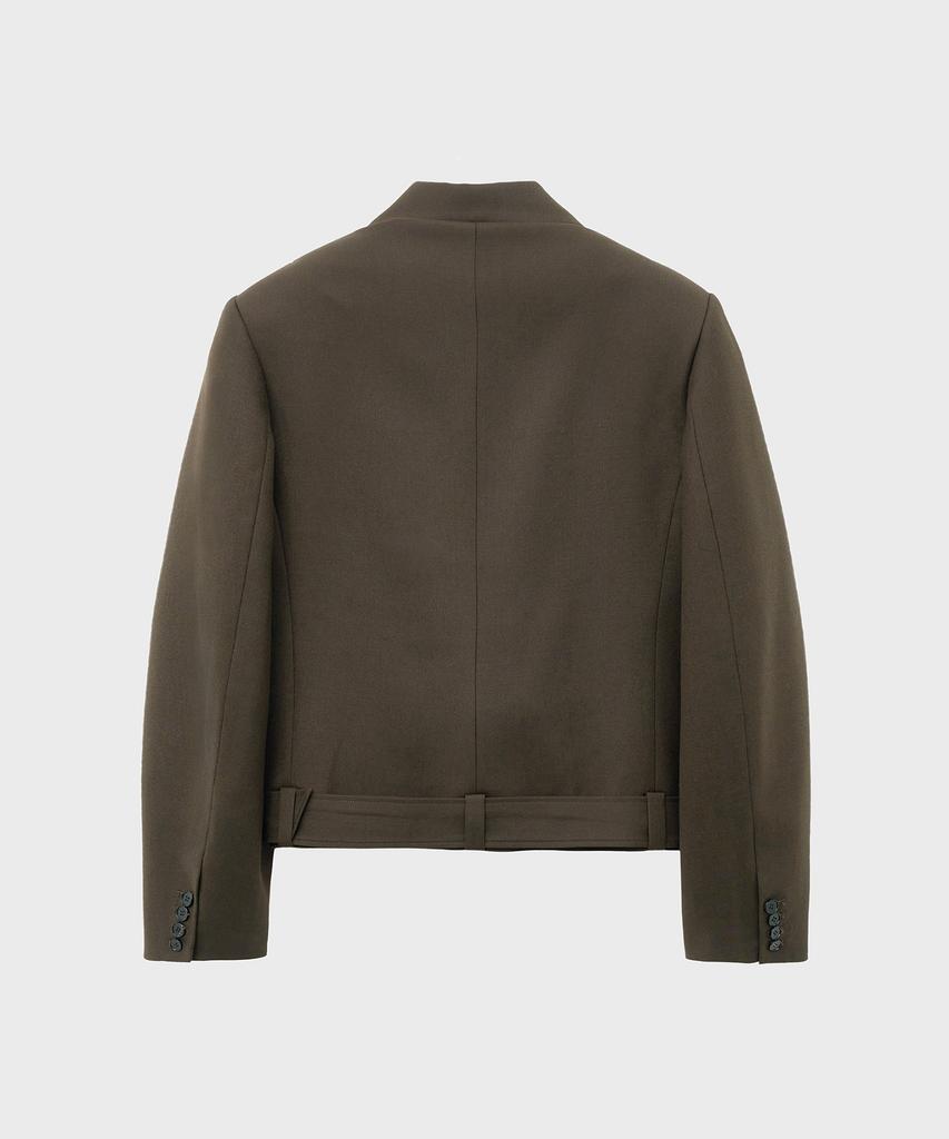 Noirer Lux Wool Belted Crop Jacket (Brown)