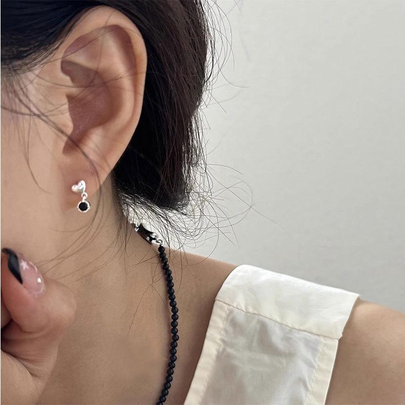 Миниатюрные серьги с подвеской в виде черного бриллианта Love, маленькие и простые, а также универсальные серьги Niche