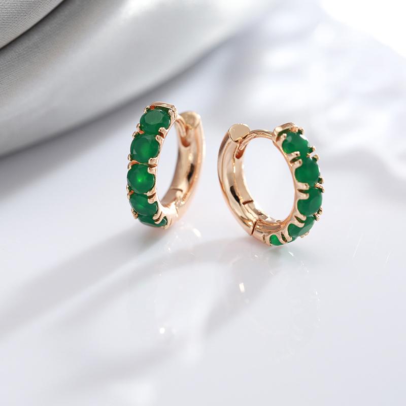 Женские серьги-кольца Kinel с опалом и зеленым цирконом, роскошные повседневные украшения цвета розового золота