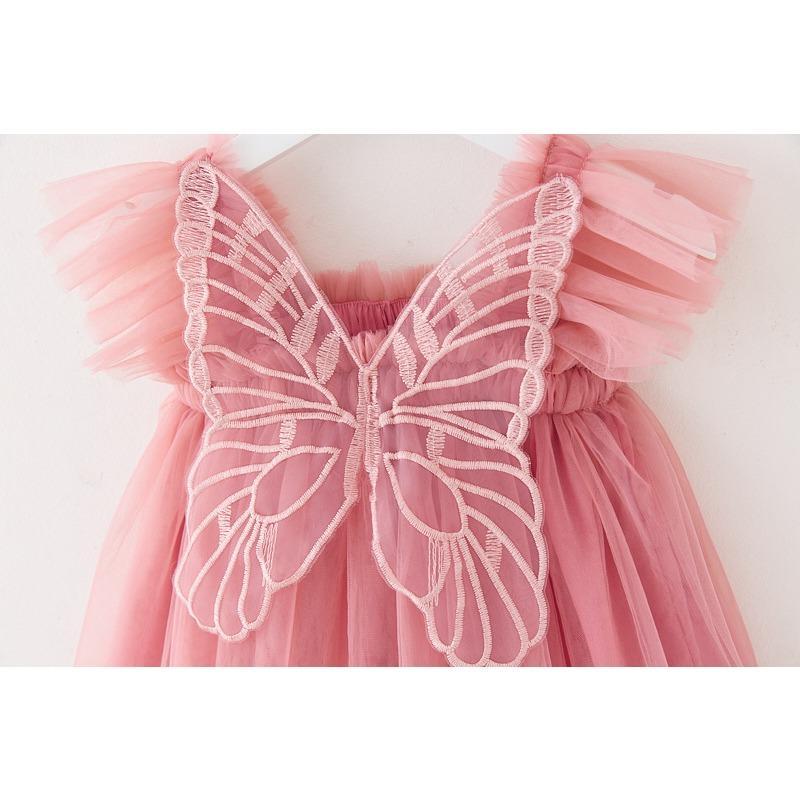 Новое детское газовое платье с крыльями бабочки, платье принцессы, платье-комбинация с рукавами-крылышками для девочек, детское платье в стиле помпадур, платье