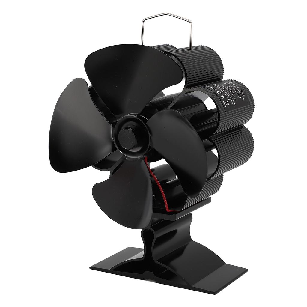 4 Blade Wood Stove Fan Anodized Aluminum Alloy Quiet Efficient Heat Powered Fireplace Fan with