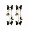 Elegant Butterfly Pendant Earrings Shiny Rhinestone Alloy Long Drop Earrings Black Red Dangle Earrings Party Occasions