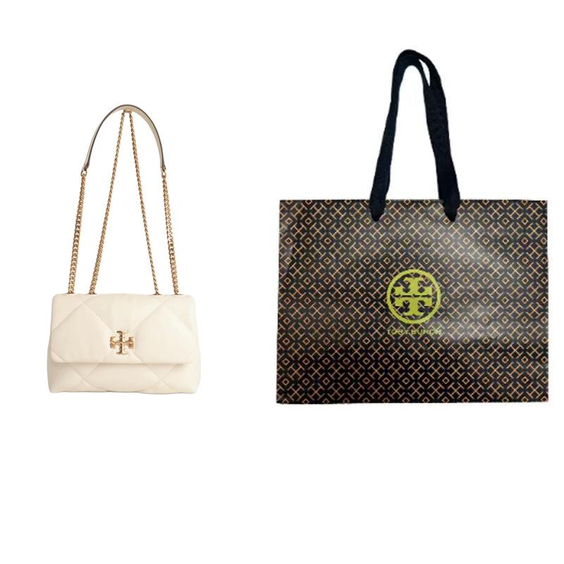 Tory Burch Kira Metal Logo Napa Leather Crossbody Shoulder Bag Small Women bags Warm-White 154706-101
