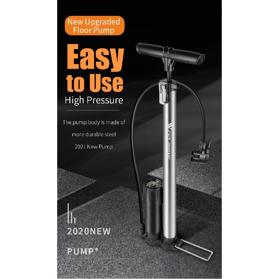 WEST BIKING Bike Floor Pump 120/160PSI High Pressure Cycling Pump Air Inflator Schrader Presta Valve Road MTB Bicycle Tire Pump