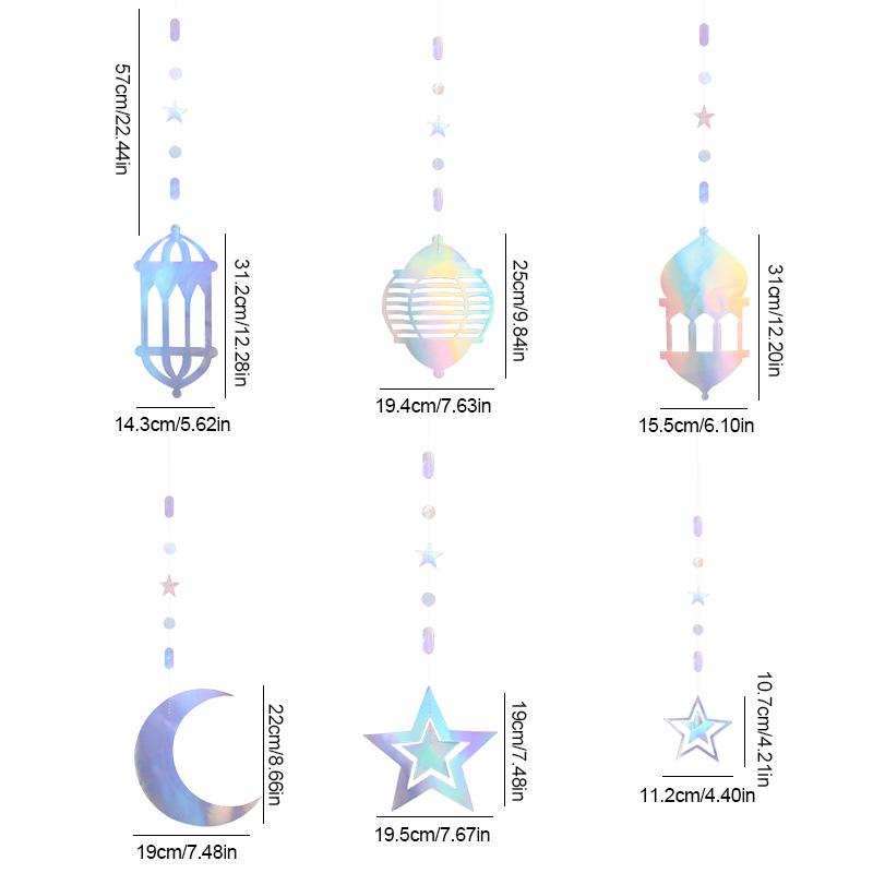 Ramadan Gold Silver Star Moon Lantern Hanging Streamer Garland Eid Mubarak Home Decoration 2025 Muslim Islamic Party Supplies
