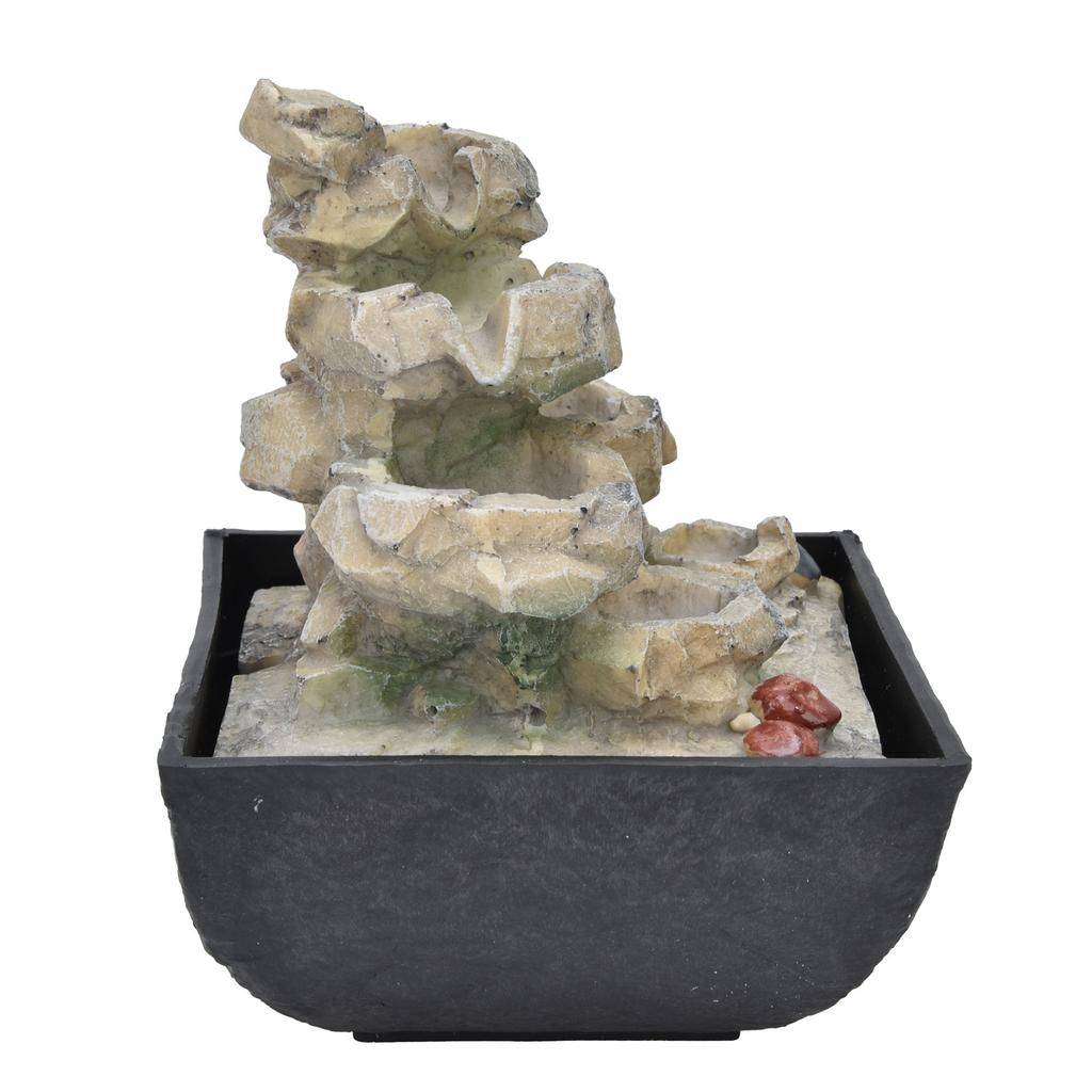 Indoor Fountain Ornament with LED Light Home Office Tabletop Resin Feng Shui Decoration CraftUK