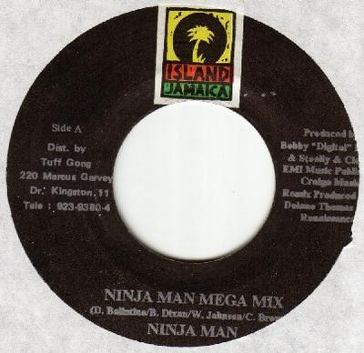7-дюймовая пластинка NINJAMAN - Ninja Man Mega Mix НЕТ Остров Ямайка Ямайка Регги, Ска и Даб Б/У