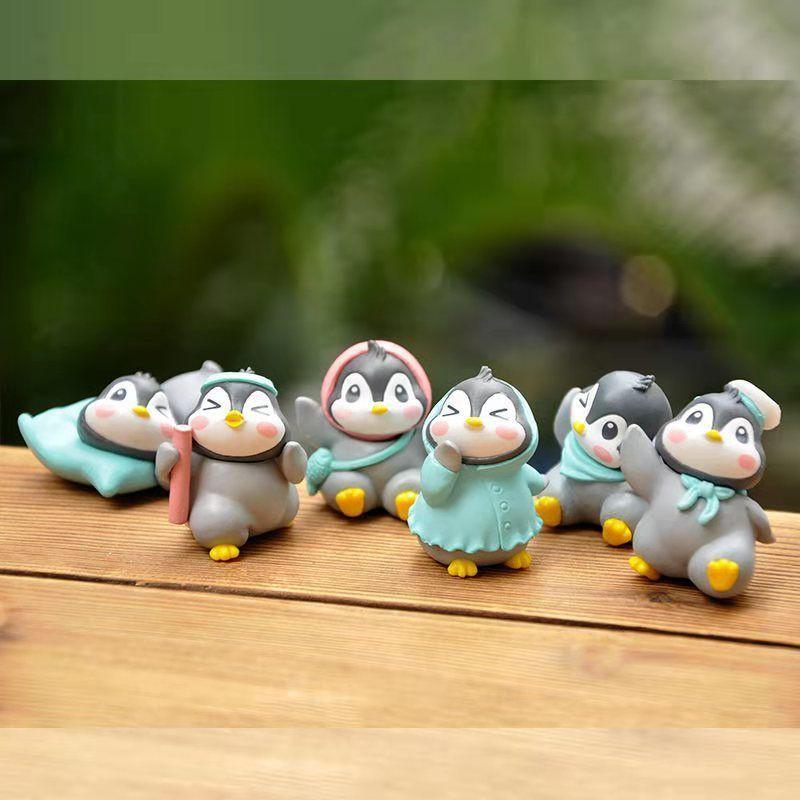 6 шт., милые животные, пингвины, миниатюры, мини-фигурки, сделай сам, сказочный сад, украшение, мох, террариум, микропейзаж