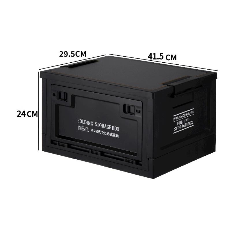 Plastic Storage Bin with Wooden Lid Portable Organizer Box for Camping Car Trunk Home Outdoor Use Multiple Capacities