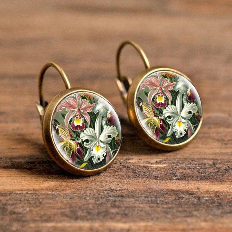 Серьги из стеклянного сплава с цветочным куполом, модные женские подарочные украшения