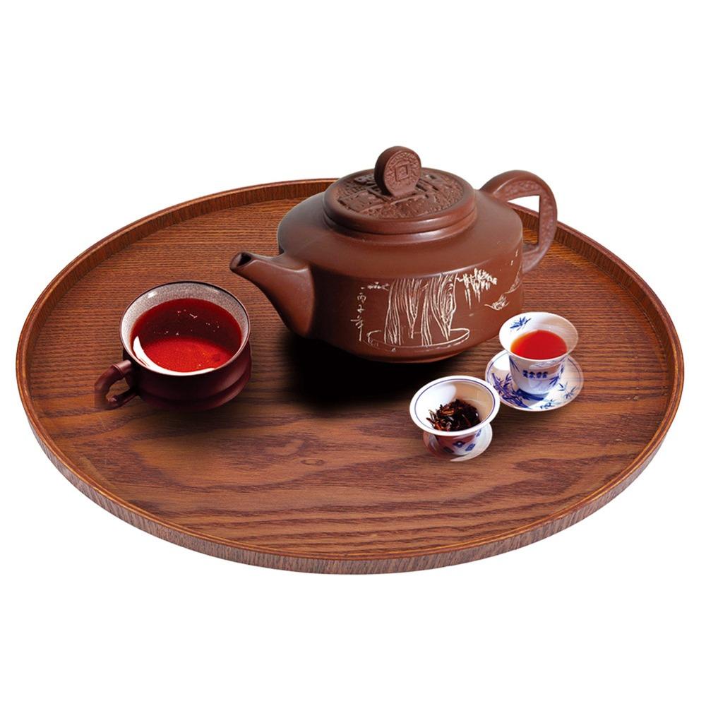 Solid Wood Wooden Plate Round Shape Food Server Coffee Serving Tea Tray  Restaurant