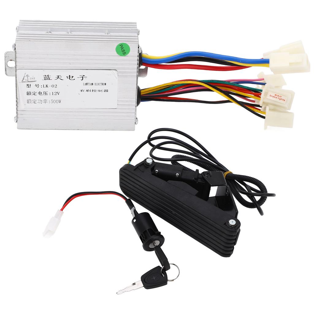 Electric Bicycles Conversion Kit 12V 500W Brushed Motor Controller with Foot Throttle Pedal for