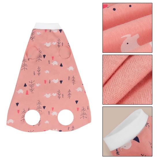 Cartoon Print Cat Recovery Suit Elastic Neck Back Bandage Breathable Cat Onesie Surgery Recovery Suit Female Cat Spay Recovery Suit