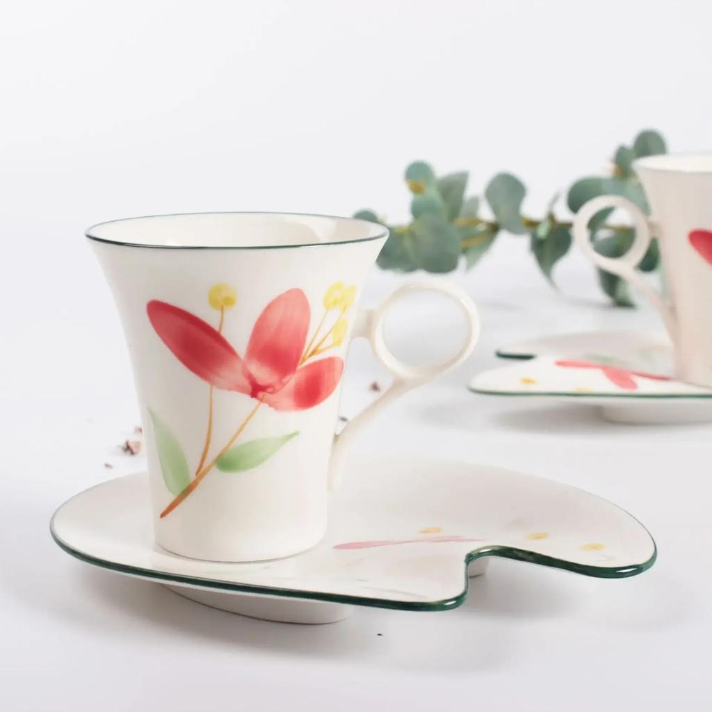 Japanese Japanese Style Hand-painted Cup Wind Coffee Cup Saucer Household Ceramic Cups Afternoon Tea Cups Coffee Mug