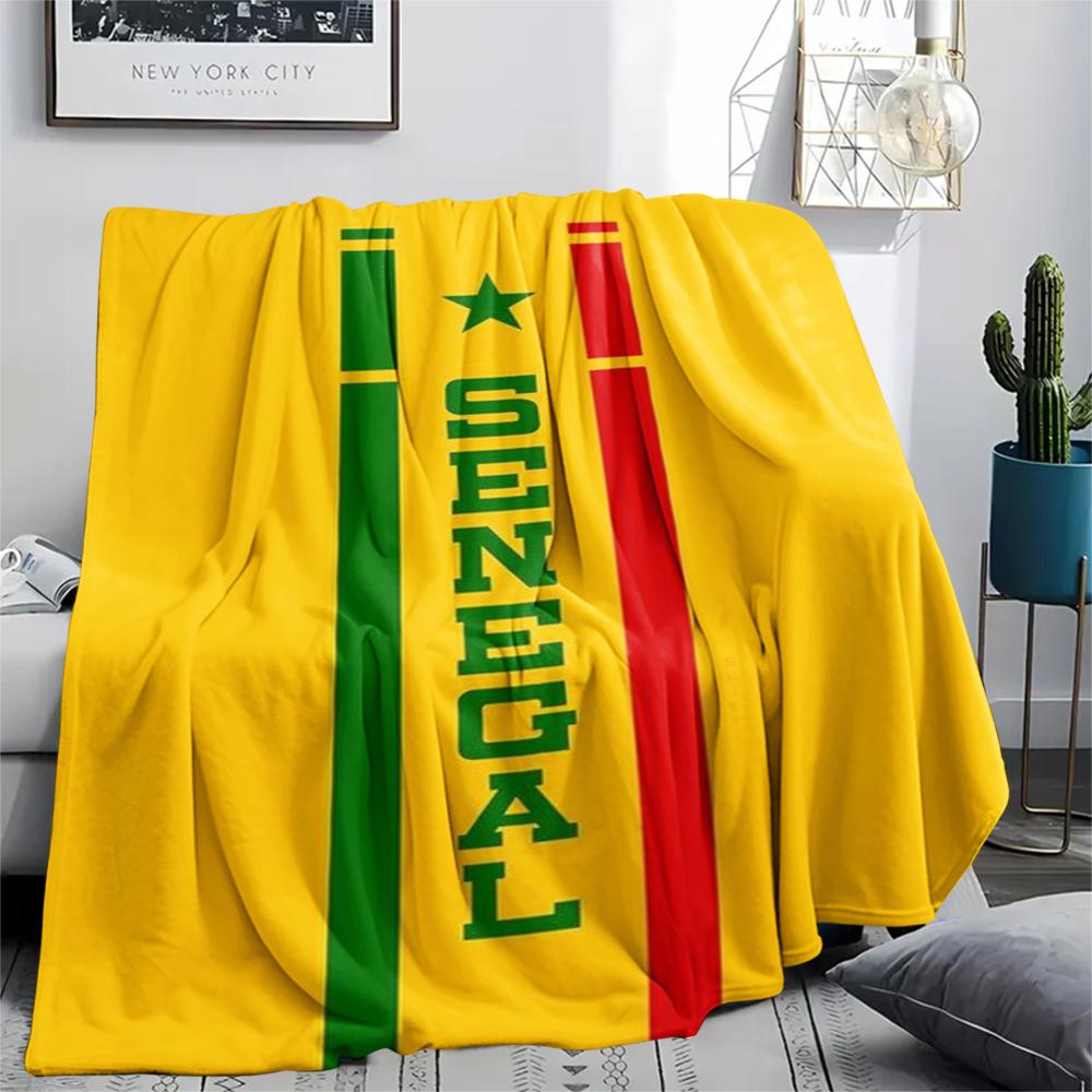 1PC Senegal Print Flannel Blanket, High quality Comfortable for All Seasons, Home Decor, Warmth and Comfort, Perfect for Christmas Gifts