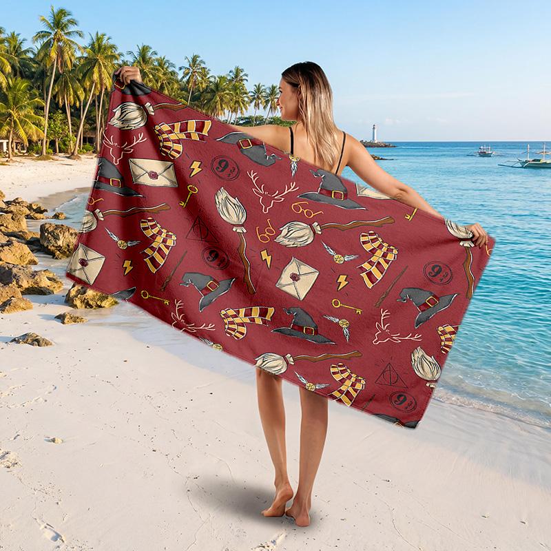 Harry Potter Printed Swim Towel, Portable Water Absorbent Towel for Beach Camping Daily Bathroom Use