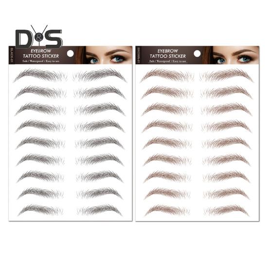 2 листа водонепроницаемых наклеек для татуировок бровей, натуральные поддельные брови, аксессуары для макияжа для женщин и девочек