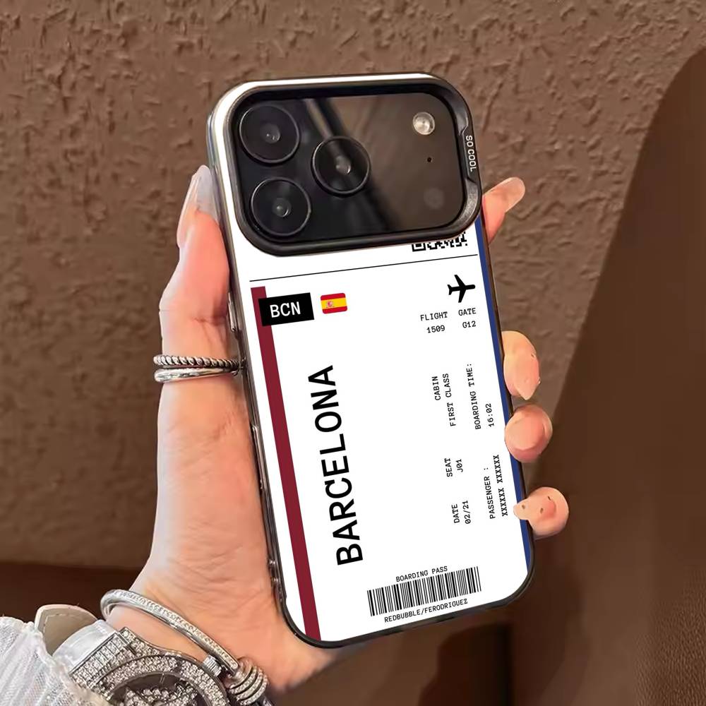 Boarding Pass Plane Ticket  Phone Case For iPhone 17 16 15 14 13 12 11 Pro Max Plus Silver candy Matte Cover