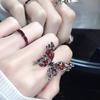Retro Red Butterfly Adjustable Open Ring For Women Punk Gothic Edgy Designer Zircon Affordable Luxury Unisex Accessories Gift