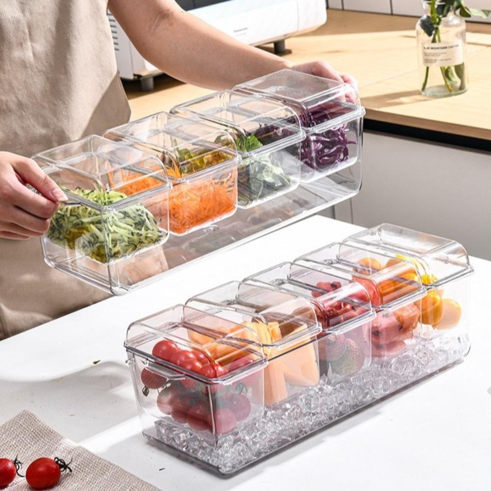 Detachable Fresh Iced Box Plastics Ice Fruit Tray Household Chilled Garnish Tray Work