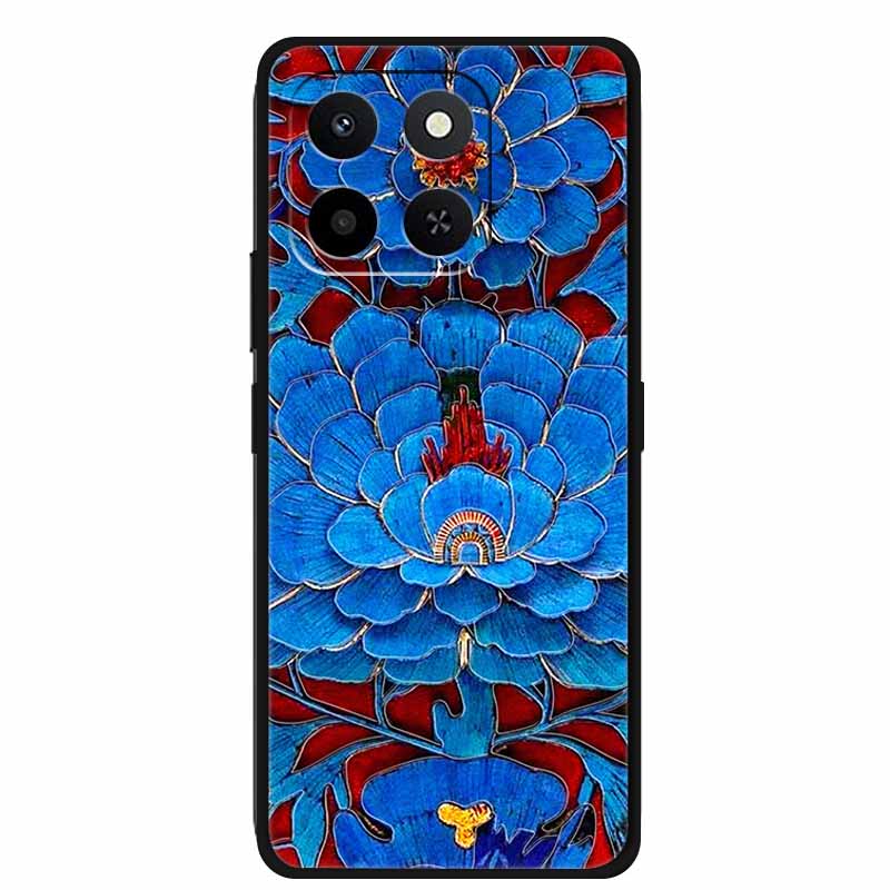 3D чехол для Honor X7d 5G Чехол X 7 d Coque 6.77" Тиснение Цветы Черный Силикон Мягкая задняя крышка Для Honor X7d 4G Чехлы Оболочка Funda