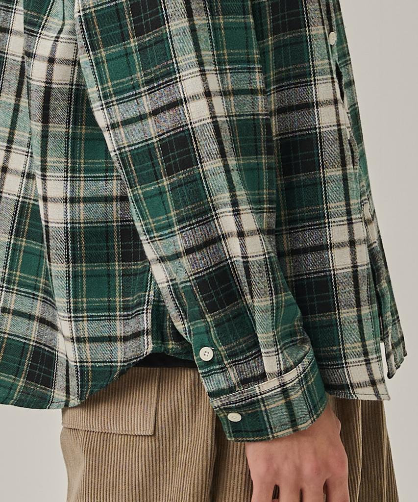 ANALOG MOOD Flannel Semi-Check Shirt (Green)