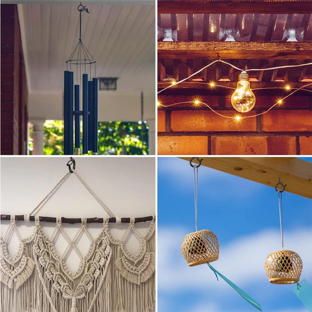 10 шт. Черные крюки-подвесы Q с предохранительной защелкой, ветрозащитные винтовые крюки для подвешивания уличных гирлянд, потолочные крюки для подвешивания растений