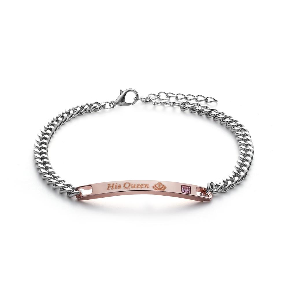 Fashion Men and Women Love Bangle Couple Bracelets Her King Stainless Steel His Queen