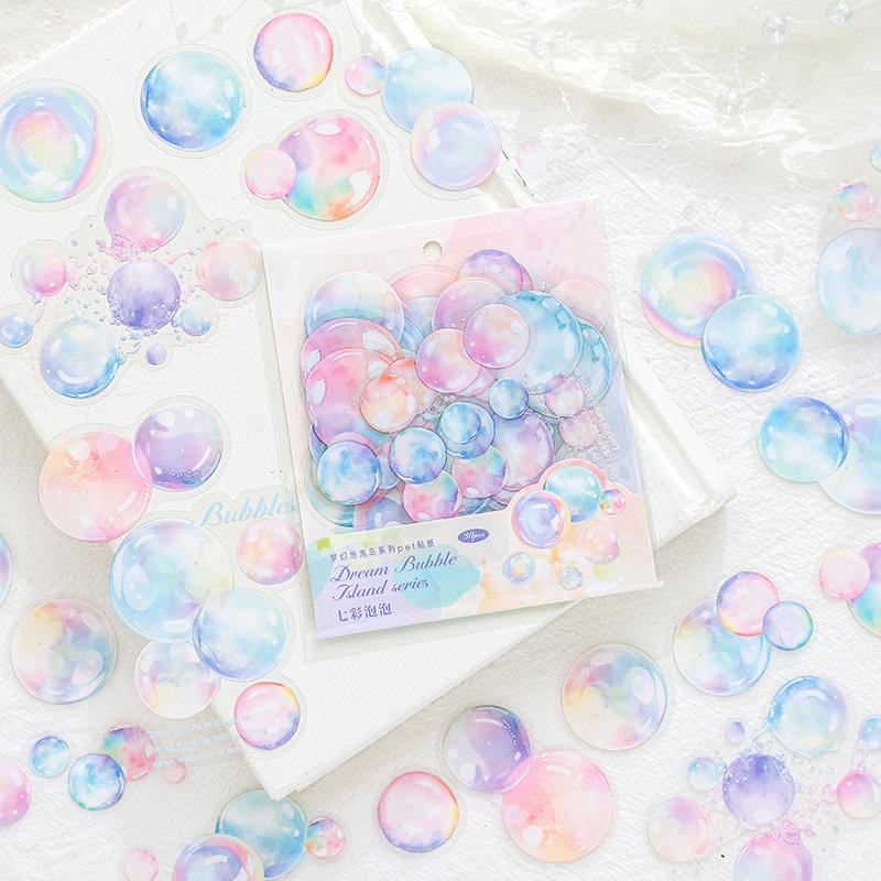 Journal GO 30pcs Kawaii Scrapbooking Stickers Fantasy Bubble Island Junk Journal Planner Cute Decorative Stationery Sticker