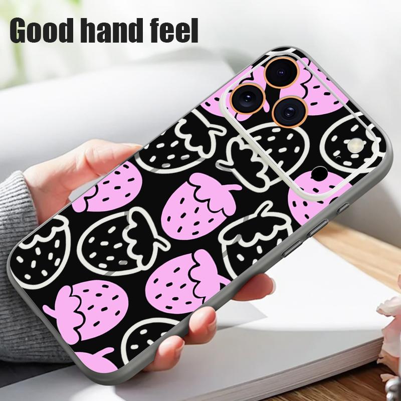 Cartoon Strawberry Print Magnetic Phone Case For iPhone 17 Pro Max 16 15 14 13 Pro Max For Magsafe Wireless Charge Hard PC Cover