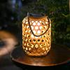 Solar Powered Rattan Lantern Chandelier Plastic Material Solar Wireless Rechargeable Nickel Battery Courtyard Garden Decoration