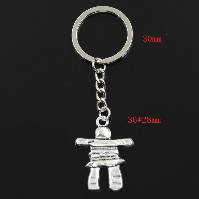 Stone Man 36x28mm Pendant 30mm Key Ring Metal Chain Silver Color Men Car Holder Gift Souvenirs Keychain