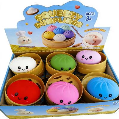 Новая пищащая игрушка-пельмень с коробкой-пароваркой, отскакивающая игрушка для снятия стресса, сенсорный мяч для снятия стресса, игрушка-сюрприз для ребенка и взрослого