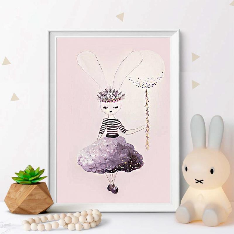 Розовый детский цветок для девочек, настенная живопись на холсте, картина с лошадью, лебедем, плакаты на скандинавскую тему и принты, настенные панно для гостиной, детской комнаты