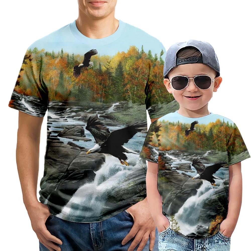 Футболки с 3D принтом Eagle для мужчин, молодежный костюм для взрослых с круглым вырезом